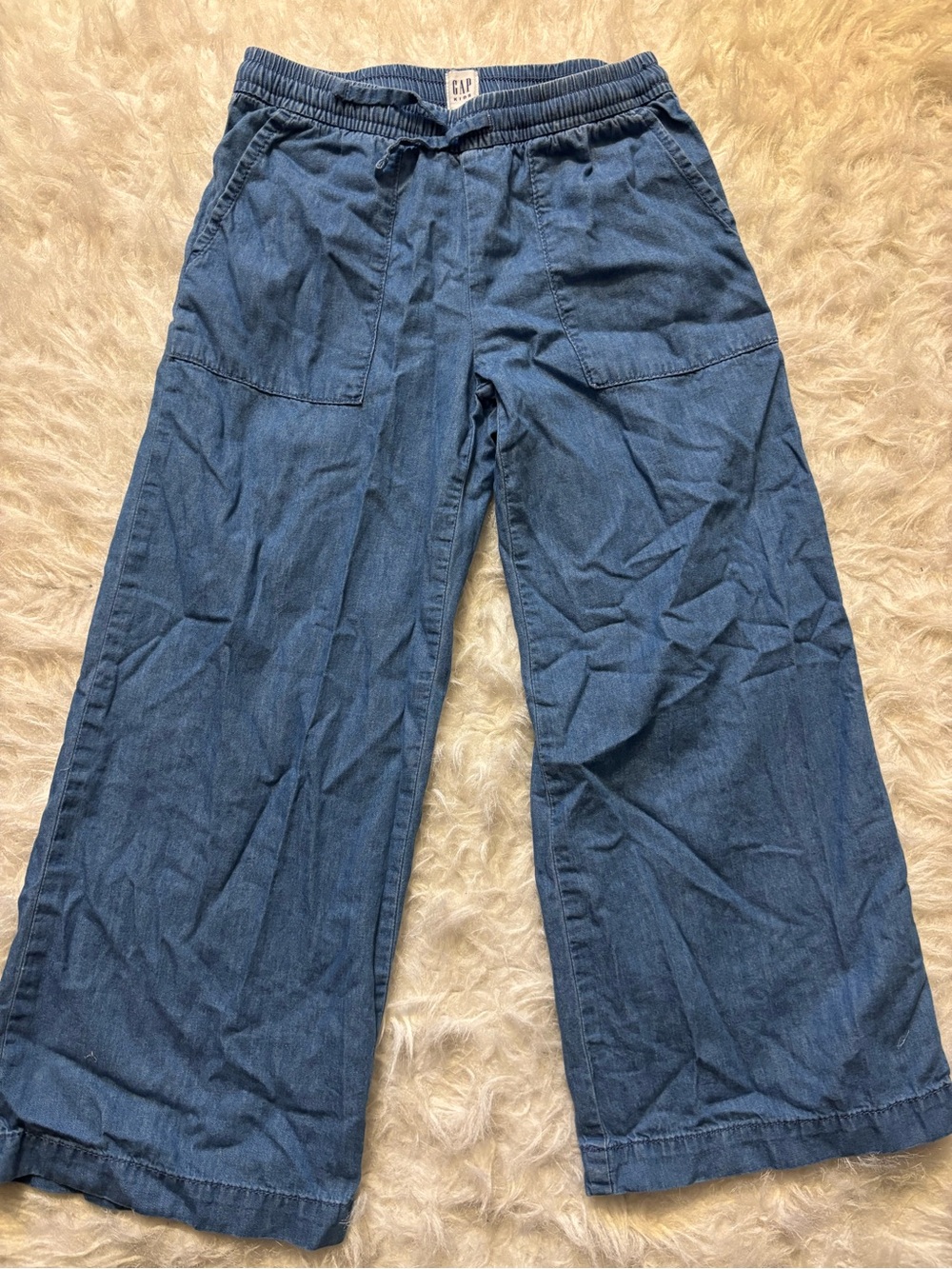 GAP Kids Chambray Elastic Waist Pants - Light Blue